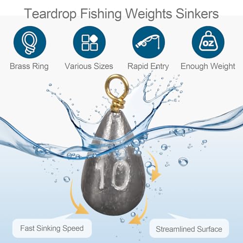 MYLPRETALE 26Pcs Fishing Weights Sinkers Kit, Drop Shot Weights, Lead Fishing Weights for Saltwater Freshwater, Catfish We...