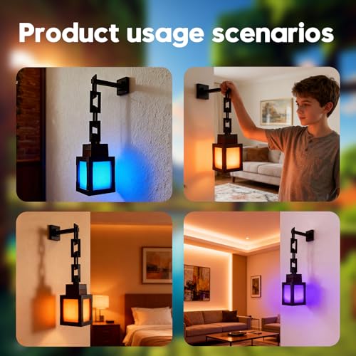 DBZ Pixelated Lantern Night Light, 16 Colors Rechargeable LED Light with Touch Switch & Remote Control, Retro Style Pixel ...