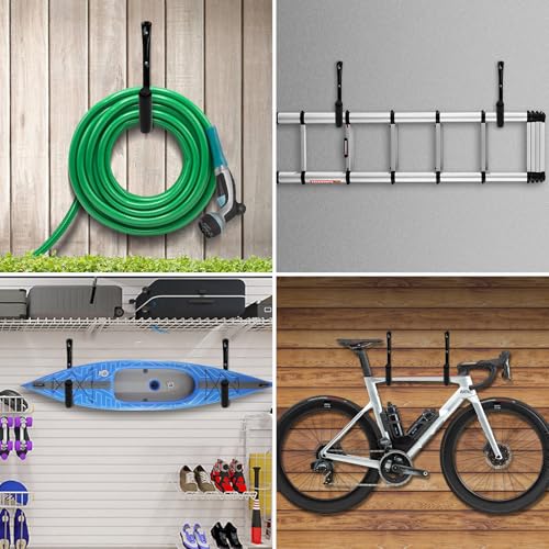 KURUI Heavy Duty Kayak Storage Rack, 100 LB (15") Wall Mount Hooks for Hanging Indoor/Outdoor, 8 Pack Large Garage Hooks f...