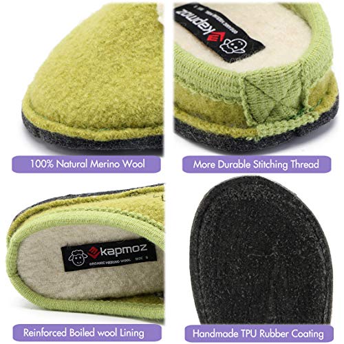 LE KAPMOZ Women's Boiled Wool House Slippers Breathable Sweat Free Clog Slip on Mule Indoor/Outdoor Slipper