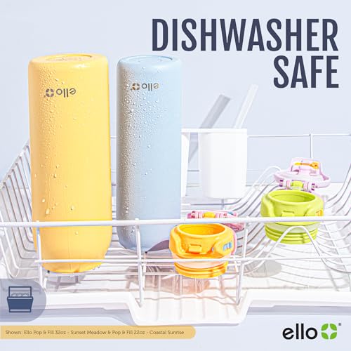 Ello Pop & Fill Stainless Steel Water Bottle with Quick Fill Technology, Double Walled Vacuum Insulated Metal, Leak Proof ...