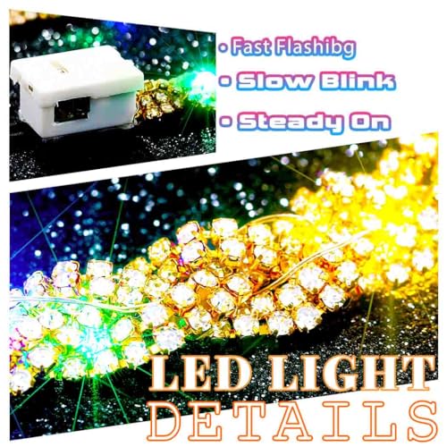 Fstrend Light Up Waist Chain Gold Rhinestone Belly Chains Sparkly Crystal Night Club Party Glowing Body Accessories for Women