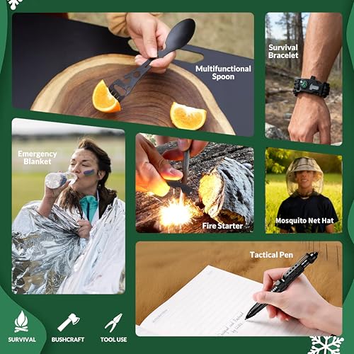 Survival Kit Advent Calendar 2025 - 24 Day Christmas Countdown Calendar with Survival Tools & Emergency Gear, Gifts for Me...