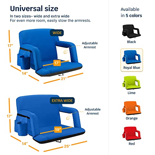 Alpcour Reclining Stadium Seat – Wide Bleacher Chair with Back Support and Cushion, Armrests, Side Pockets, and Bleachers ...
