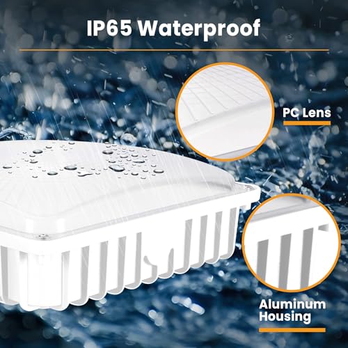 LED Canopy Light 70W 3CCT 3000/4000/5000K, 30/45/60/70W Selectable, IP65 Waterproof, LED Canopy Lights Outdoor, Dim 100-27...