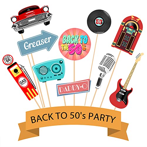 50s Photo Booth Props, 41pcs 1950s Photo Booth Props, Tvorvik 50s Party Decorations, Sock Hop Party Decorations, Suit for ...