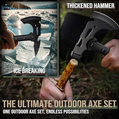 Freelander Tactical Axe 2 Pack, Sharp Tomahawk with Sheath, Portable Tomahawk with Clip and Bottle Opener, Durable Surviva...