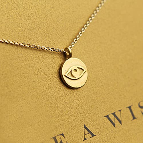 LANG XUAN Friendship Evil Eye Pendant Necklace Good Luck Compass Pendant Chain Necklace with Message Card Gift Card for Women