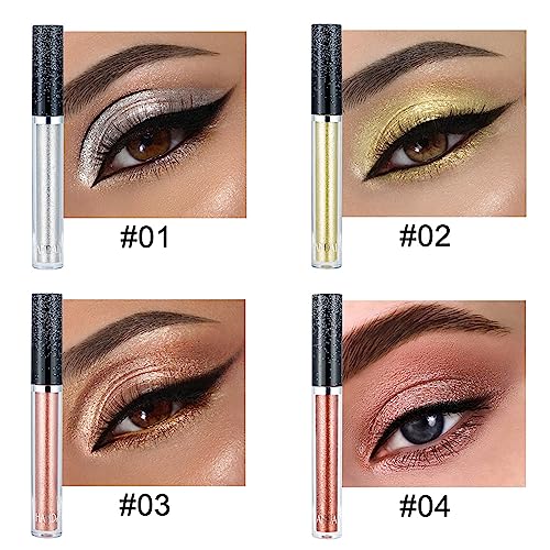 DekRion Glitter-Eyeshadows, Liquid Eyeshadows, Long-lasting Metals-Gloss-Sparkling Silver, Gold High-pigmented Colorful Gl...