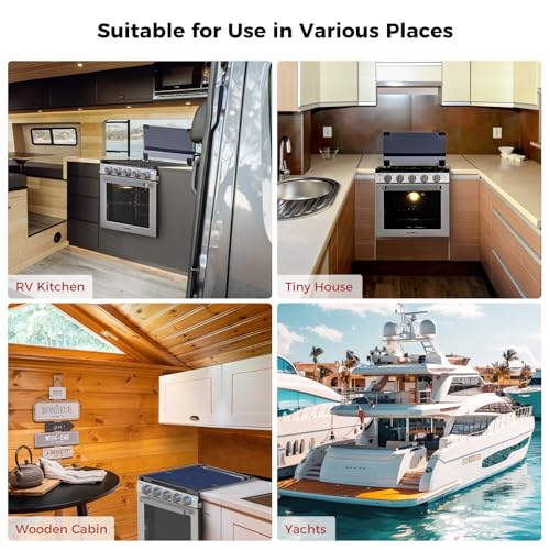 CAMPLUX Classic RV Stove Propane Range 21 Inches, Propane Oven with 3 Burners Cooktop for RV, RV Oven Stove Combo 28,100 B...