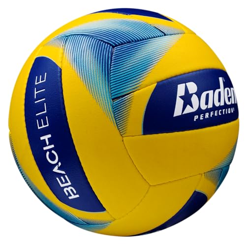 Baden | Beach Elite | Weather Resistant Cover + Raised Seem for Maximum Play | Official College Beach Volleyball | All Ages | Official Size 5 | Navy/Green/White | Official AVCA Beach Ball