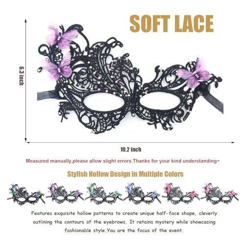 Masquerade Masks for Women with Butterfly Venetian Halloween Lace Mask for Carnival Party Prom Ball
