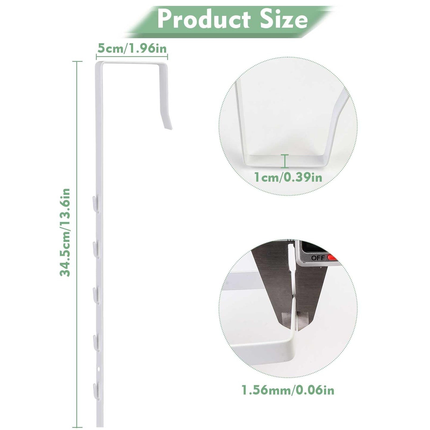 FWUNYVN Over-The-Door Mirror Hanger, Adjustable Door Mirrors Hanger Set with Protective Lining, 2 Pcs Door Brackets Perfect Height and Fit (Mirror Not Included)-White