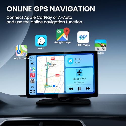 TECXERLLON 9.0" Wireless CarPlay Screen for Car, Android Auto Screen for Car with Backup Camera, Portable Touchscreen car ...