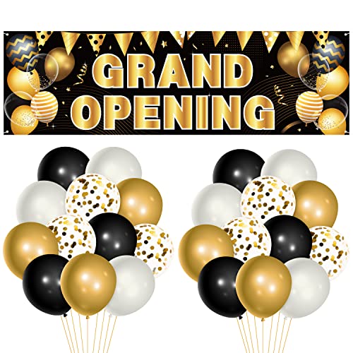 FeelWarm 31Pcs Grand Opening Party Decorations Kit Grand Opening Banner with 12Inches Latex Balloons New Store Opening Sig...