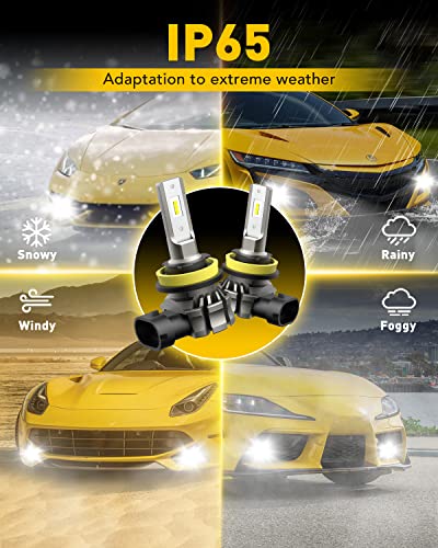 AUXITO H11/H8/H16 LED Fog Light Bulbs or DRL, 6000 Lumens 6500K Cool White Light, 300% Brightness, CSP LED Chips Fog Lamps...