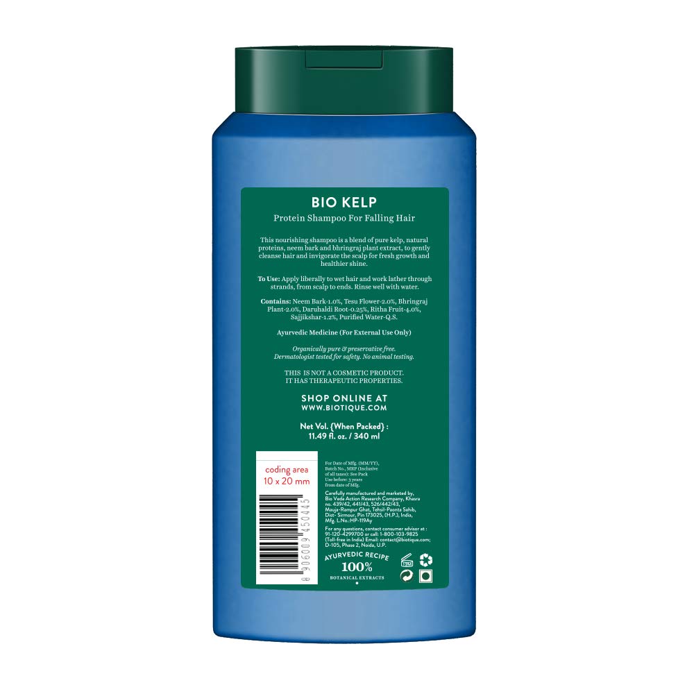 Biotique Ocean Kelp Anti Hairfall Shampoo | Intensive Hair Growth Therapy| Anti Hairfall Shampoo that Maintains Shine |100% Bota