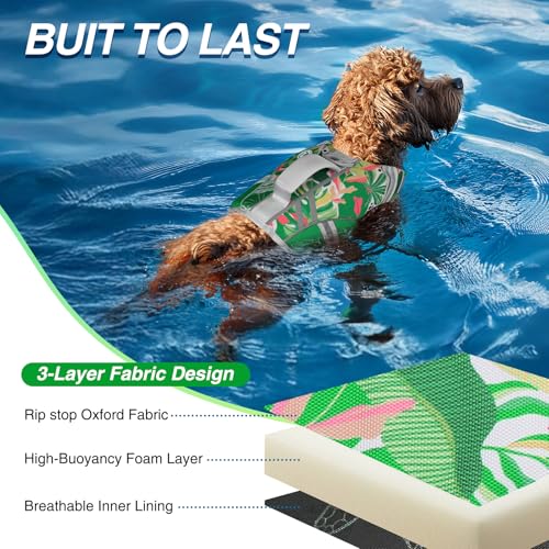 VIVAGLORY Sports Style Dog Life Vest, Dog Life Jacket for Swimming & Boating, Ripstop & Buoyancy for Puppy Doggy, Lifejack...