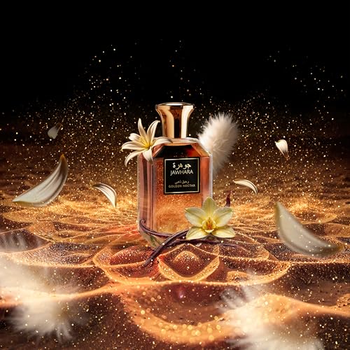 Jawhara Golden Nectar | Ambery White Eau de Parfum 3.3 fl oz | Notes of Bergamot, Vanilla Flower, Ylang-Ylang and Musk | Long Lasting | Everyday Wear | Travel Size