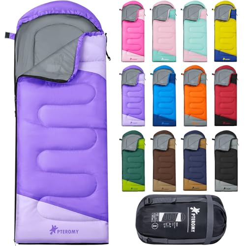 PTEROMY Sleeping Bags for Adults, Lightweight and Machine Washable, Water Resistant Backpacking Camping Sleeping Bag for W...