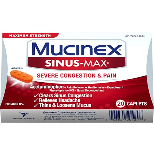 Mucinex Sinus-Max Severe Congestion Relief Caplets, 20 Count