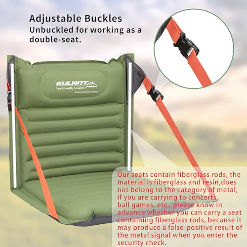 EULANT Lightweight Inflatable Folding Seats for Camping Chair with Back Support and Adjustable Straps,Foldable Bleacher Ch...