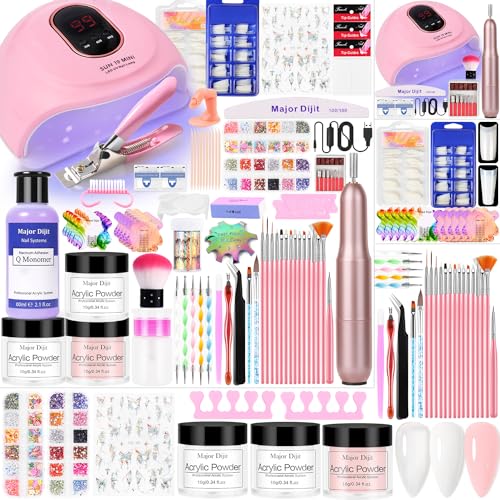 Acrylic Nail Kit Starter Set Acrylic Powder with Nail Drill U V Light Professional Tools with Decoration Everything for Be...