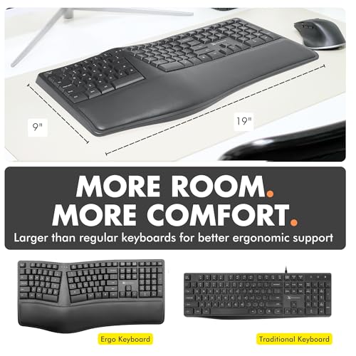 X9 Wireless Ergonomic Keyboard with Cushioned Wrist Rest - Type Comfortably Longer - Wireless Split Keyboard for Laptop, P...