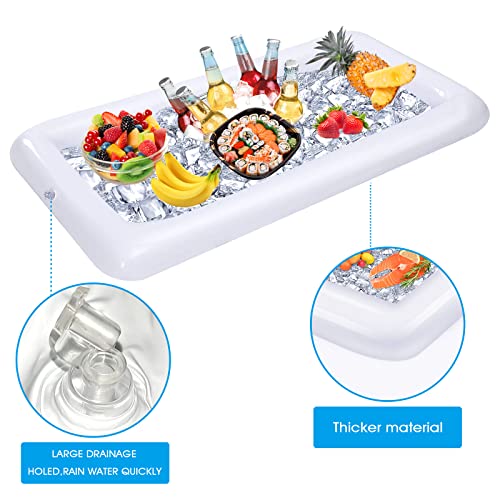 4 Pack Inflatable Ice Serving Bar Pool Party Buffet Drink Cooler Floating Ice Tray Food Drink Containers for Summer Partie...