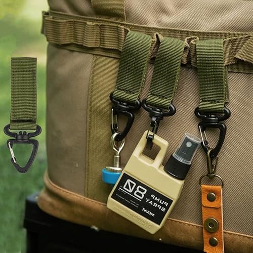 Tactical Rotating Key Ring Chain, Swivel D-Ring Snap Clip Carabiner, Multifunction Keychain Webbing Belt Holder, Gear Hook...