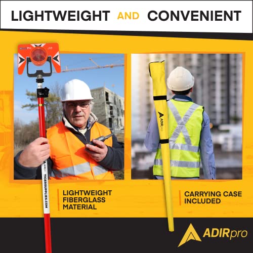 AdirPro 2.6 M Fiberglass Prism Pole with Dual Graduations - Metric and Feet Graduations with Quick Release Clamp & 40-Minu...