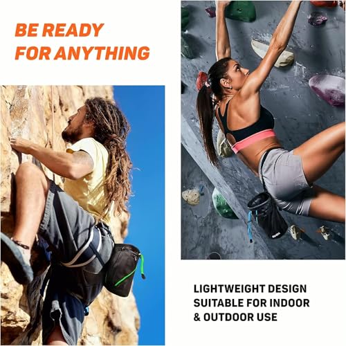 Chalk Bag for Rock Climbing with Quick-Clip Belt, Large Zippered Pockets & Brush Holder - Weight Lifting, Gym, Bouldering,...