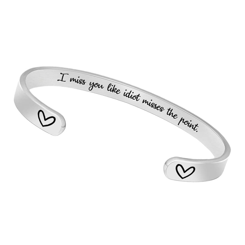 Btysun Funny Gifts for Girlfriend Wife Mom Birthday Gifts Cuff Bracelets Friendship Mantra Jewelry with Gift Box (I Miss You Lik