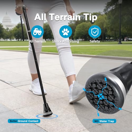 REHAND Walking Cane - Foldable, Adjustable, Collapsible Walking Canes for Men & Women, Heavy Duty All Terrain Tip, with Tr...
