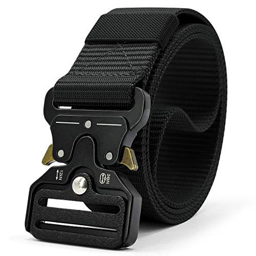 DOOPAI Tactical Belt for Men, Black Military Nylon Web with Quick Release Heavy Duty Buckle, Ideal for Work