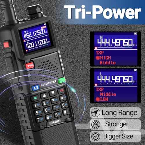 Baofeng Radio Ham Radio Long Range 10W 5RM Handheld Two Way Radio NOAA Weather Radio DTMF Walkie Talkies Copy Frequency 999CH USB-C Charger 3800mAh Battery Survival Gear (2 Pack)