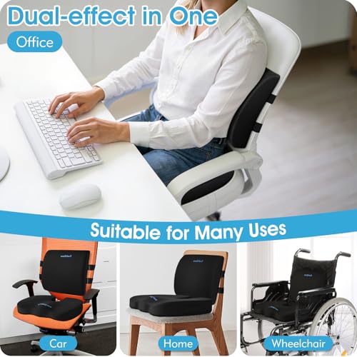 CushZone Seat Cushion, Lumbar Support Pillow with Adjustable Strap-Chair Cushions for Sciatica Pain Relief-with Washable C...
