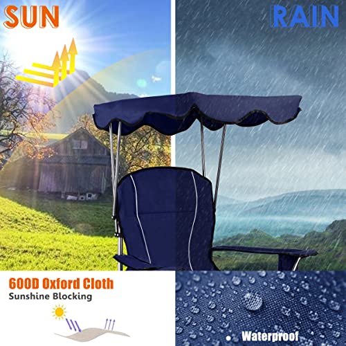 GYMAX Camping Chair, Folding Outdoor Lawn Chair with Canopy, Carry Bag & Cup Holder, Portable Heavy Duty Camp Chair for Ou...