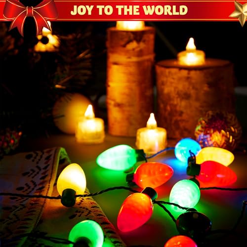 JOYIN 6 Pcs Christmas Light Up Headband and Necklace with 6 Flashing Modes, LED Christmas Bulb Lights Necklace Headband fo...