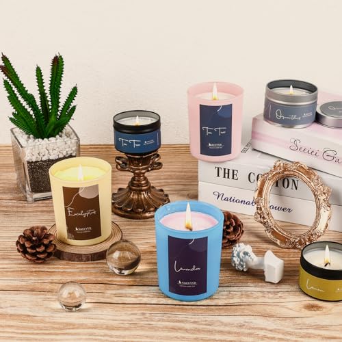 SAEUYVB Candle Making Kit - DIY Starter Soy Candle Making Supplies/Kit - Soy Wax, 10 Jars & Tins, 10 Pleasant Scents, Colo...