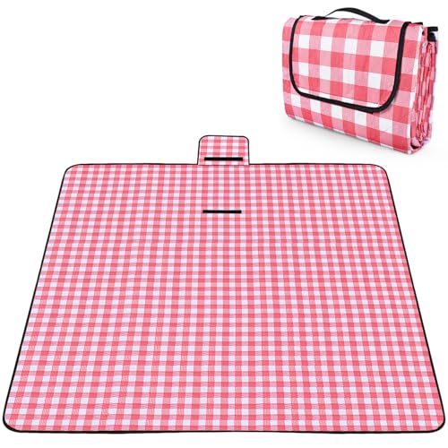 OBTANIM Extra Large Picnic Blanket 80 x 80 Inch Waterproof Foldable Beach Blankets Outdoor Picnic Mat for Camping Grass La...