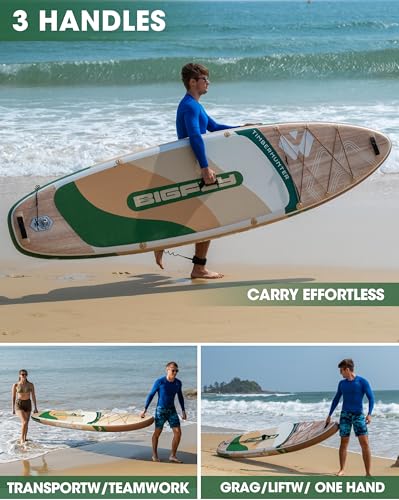 Bigfly Inflatable Stand Up Paddle Board 11’*34”*6”, Blow Up Paddle Board for Adults,with Detachable Fins, Pump, Floating P...