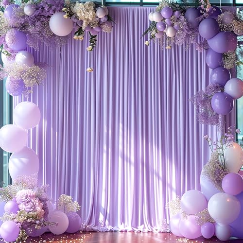 Lavender Backdrop Curtain for Parties Wedding Wrinkle Free Light Purple Photo Curtains Backdrop Drapes Fabric Decoration f...