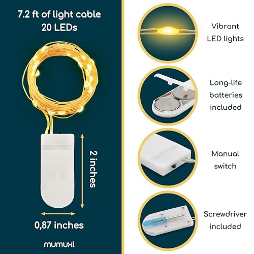 MUMUXI 12 Pack 7.2ft Fairy Lights Battery Operated String Lights, 20 Mini LEDs for Centerpiece Table Decorations, Wedding ...