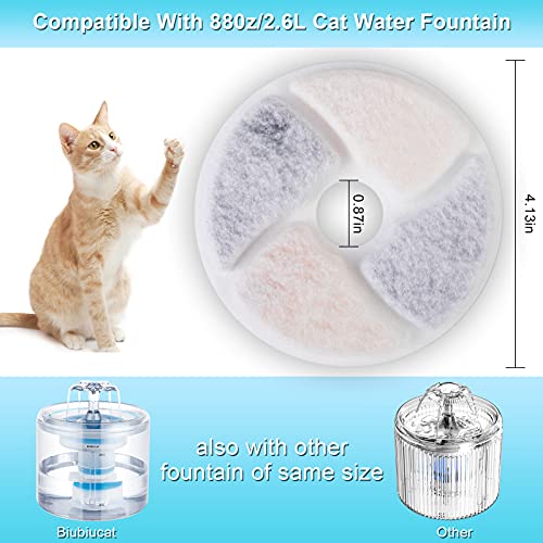 Biubiucat Cat Water Fountain Filters - 4PCS Activated Professional Removable Circle Reusable Fountain Carbon Filter Drink ...