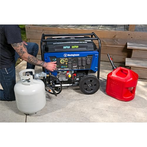 Westinghouse 9500 Peak Watt Dual Fuel Home Backup Portable Generator, Electric Start, Transfer Switch Ready, Gas & Propane...