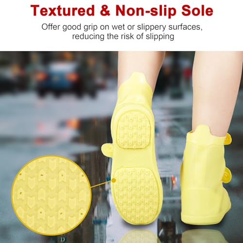 Dream Apparel Waterproof Rain Shoe Covers for Women Men, Non-Slip Reusable Foldable Boot Covers Rainproof Overshoes Over S...