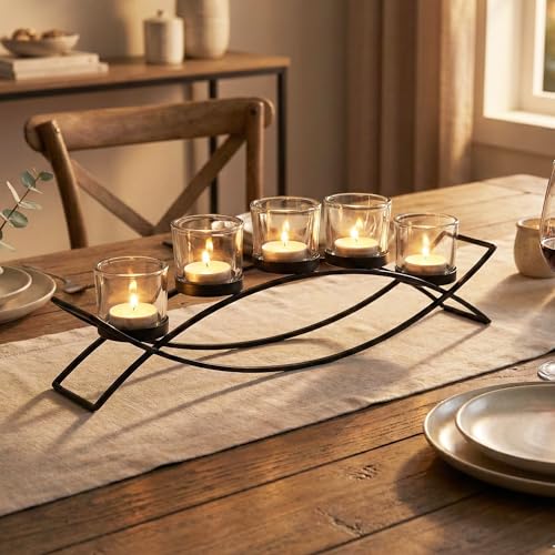 Seraphic Iron Arch Table Centerpiece Decorations Tealight Votive Candle Holder for Weddings, Patio, Kitchen, Dining Room, ...