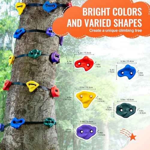 VEVOR Ninja Tree Climbing Kit, 20 Rock Climbing Holds & 6 Ratchets, Large Climbing Rocks for Kids & Adults Outdoor Backyard Ninja Tree Obstacle Course Training