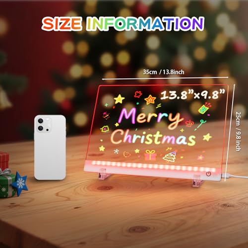 Led Drawing Board with Colors, Acrylic Dry Erase Board with Stand, 4 Modes & 6 Colors, Include 7 Dry Erase Markers, Clean ...
